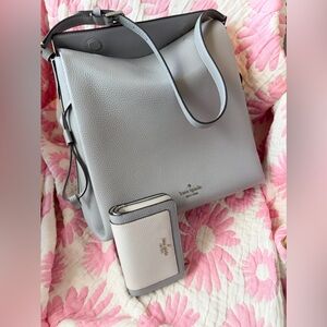 Kate Spade Gray Shoulder Bag and Wallet Set